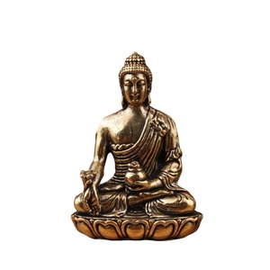 Estatua de Buda de Latón, 2 Piezas, Figura de Buda Medicina Sentado, Adorno de Escritorio, Decoración Religiosa para el Hogar o Templo - Product Image 5