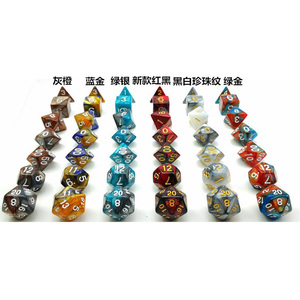En gros personnalisé transparent étoilé double couleur dés avec paillettes dorées jeu MDN dés polyédriques - Product Image 6