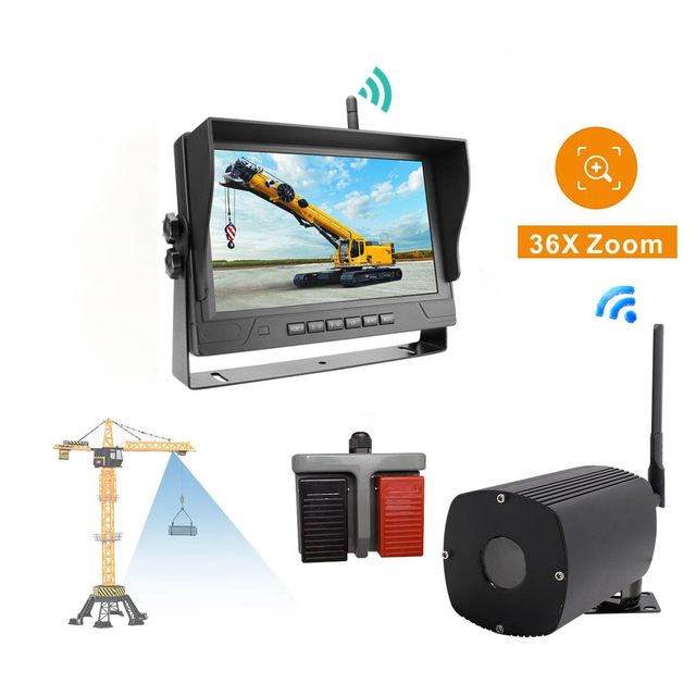 30X Zoom Wireless 500m Transmitting Tower Crane Camera Monitor System with Blind Spot Monitoring for Construction Device
