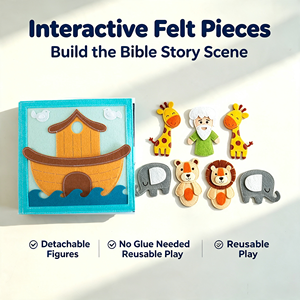Libro Sensorial de Historias Bíblicas para Niños Pequeños, Libro de Actividades de <span class=keywords><strong>Fieltro</strong></span> Suave, Desmontable, Interactivo, Montessori, Juguete Sensorial, Libro de <span class=keywords><strong>Fieltro</strong></span> Personalizado OEM - Product Image 2