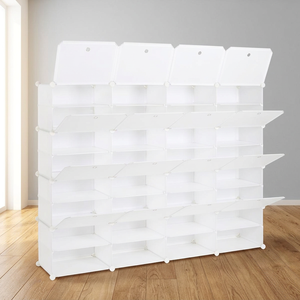 Bibliothèque à 3 niveaux avec 3 cubes de rangement, organisateur mural et de présentation en bois blanc, modèle D0100H717RX - Product Image 3