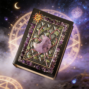 Carnet de notes en cristal naturel artisanal, améthyste, croissant de lune, <span class=keywords><strong>livre</strong></span> de magie de sorcière, cadeau de Noël pour filles, best-seller - Product Image 2