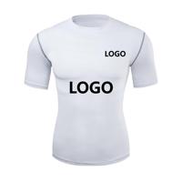 Chemise de compression pour hommes, manches courtes, vêtement de sport athlétique, t-shirts hauts d'entraînement pour hommes, noir et blanc