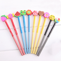 Crayons à dessin personnalisés Kawaii en bois de tilleul, mine noire HB, avec gomme intégrée, motif hexagonal, pour usage scolaire, emballés en vrac