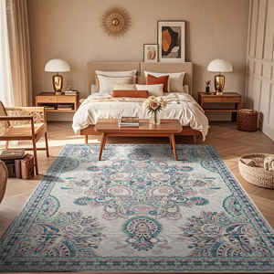 YOULTTAN lusso Persian di grandi dimensioni in poliestere morbido Design moderno tappeto da soggiorno lavabile in lavatrice zona coperta pieghevole - Product Image 3