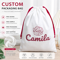 Sac à cordon en coton sergé blanc avec logo personnalisé, tissu de qualité supérieure, pochette cadeau pour bijoux, emballage pour accessoires vestimentaires