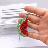 Porte-clés mousqueton tissé à la main 2026 avec perles, pendentifs mignons en forme de fruits (pastèque, orange), breloques pour sacs, accessoires DIY pour sacs à main