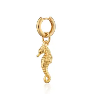 Gemnel sparkling animal seahorse charm hanging delicately the popular classic huggie hoop earrings
