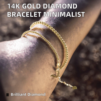 Bracelets à breloques en or 14 carats avec diamants sertis clos, délicats, pour femmes et enfants, bijoux de mode de marque, minimalistes, inaltérables