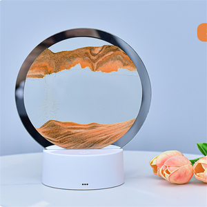 Hot Sale Moving Sand Art Round Glass Desk Lamp 3D Deep Sea Sandscape Flowing Sand Kids Home Decor Led <strong>Table</strong> Light - Product Image 2