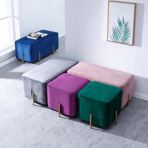 Sgabello impero ottomano in velluto con gamba in acciaio inossidabile con Design semplice in stile esplosione - Product Image 3