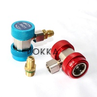 POKKA Adaptor AC Manifold Gauge Kuningan, Adaptor R134A Otomatis Dapat Disesuaikan, Coupler Cepat