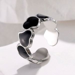 Anillo de Acero Inoxidable que No se Desvanece, Chapado en Oro, Diseño de Corazón con Concha, Estilo Coreano INS, Diseño de Nicho, Gota de Aceite, Aniversario, Venta al por Mayor - Product Image 3