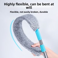 Plumeau télescopique pour le nettoyage domestique ; Nettoyeur de fentes sous le lit et pour canapé ; Brosse à poussière grande taille