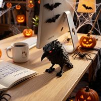 3D-printed PLA Red-eyed Raven Figurine China Halloween Decoration E-sports Desk Accessory Trendy Gothic Home Decor