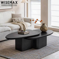 WISEMAX FURNITURE Meubles de salon au design moderne et simple, table basse en bois massif noir pour hôtel, villa, café