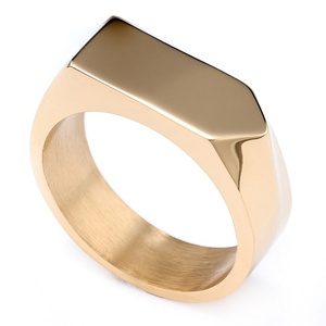 Anillo de Sello Rectangular Personalizado de Acero Inoxidable 316, Unisex, Dorado, Altamente Pulido, Estilo Audaz, Elegante, Masculino, Vintage, para Negocios - Product Image 3