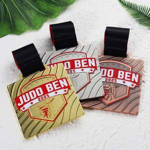 Medallas Personalizadas 2025 para Niños, Medallas Deportivas de Metal, Aleación de Zinc, Cuadradas, Bañadas en Oro, Plata y Cobre, Esmaltadas, para Judo - Product Image 3