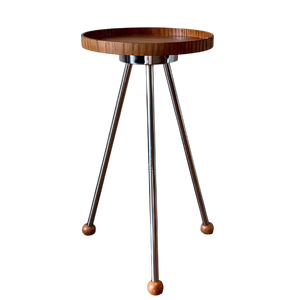 Classic Vintage <b>Small</b> Dark Mahogany Wood <b>Round</b> Top Tripod Base With Ball Accents Reading Nook Library Pivot <b>Coffee</b> <b>Table</b> - Product Image 1