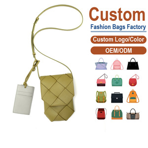 Mini bandolera tejida de cuero de grano entero – Verde caqui con tarjetero desmontable |   Disponible en Múltiples Colores, Fábrica Personalizada - Product Image 1