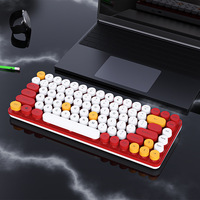 Clavier sans fil 84 touches 2.4G avec capuchon rond rétro bicolore Clavier d'ordinateur portable rechargeable conçu pour les filles