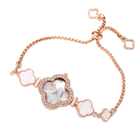 Nouvelle montre pour femme à mouvement à quartz, motif trèfle à quatre feuilles incrusté de diamants, écologique, décontractée, haut de gamme, pour étudiante