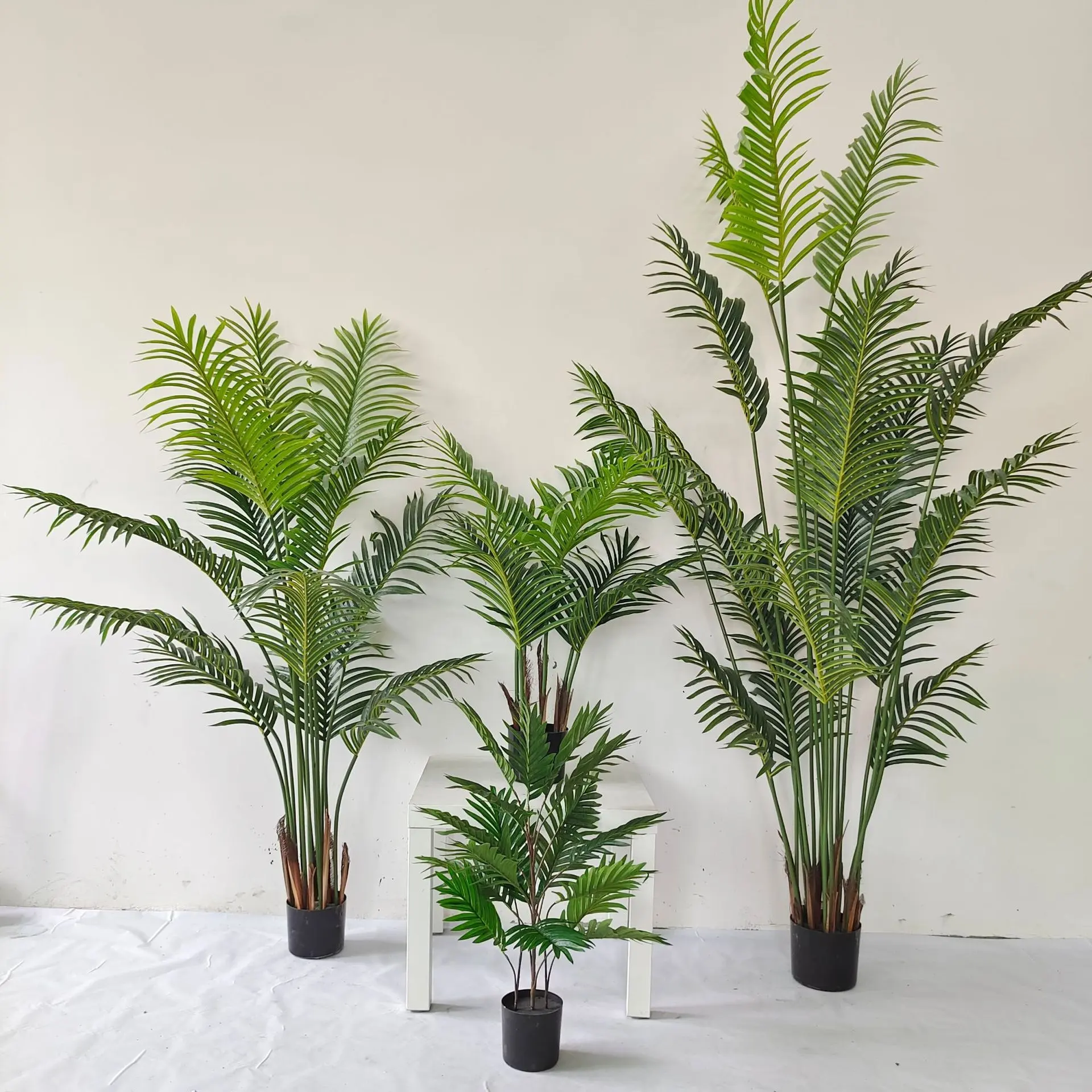 Plantas artificiales de interior y exterior, palmera verde personalizada para decoración del hogar