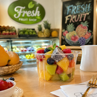 14oz 117mm Hoge Kwaliteit PET Plastic Schaal Grote Capaciteit Scheurbestendig Stapelbaar voor Salade Fruit