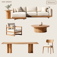 Ensemble de meubles de salon modernes en bois massif de luxe, écologiques, comprenant un canapé, des tables d'appoint, des fauteuils, pour la salle de séjour ou le patio.