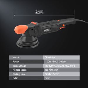 <span class=keywords><strong>Polisseuse</strong></span> orbitale double action <span class=keywords><strong>SPTA</strong></span> CP503 1100W 5 pouces 8mm pour le polissage et le cirage automobile - Product Image 2