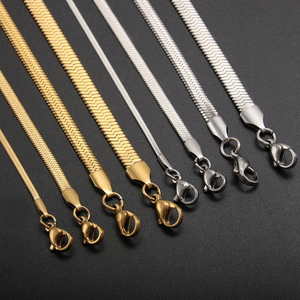 Joyería de moda para mujer, gargantilla de cadena de serpiente de espiga plana, collar de cadena de serpiente de acero inoxidable chapado en oro de 18 quilates