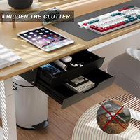 Tiroir sous table JH-Mech de 10,4 pouces avec panneau inclinable, double couche, tiroir sous bureau de 11,6 pouces de long