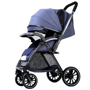 Fashion Design Baby <strong>Pram</strong> Stroller <strong>Set</strong> 4 Wheel Easy Folding Linen Trolley Push Chair Travel System Stainless Steel Frame - Product Image 1
