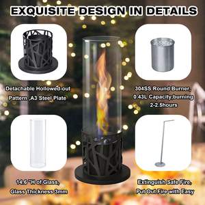 Db Modern <b>Tabletop</b> Fire Pit Glass Bio Ethanol Fuel Garden Decoration <b>Outdoor</b> <b>Heater</b> Eco Friendly Black - Product Image 3