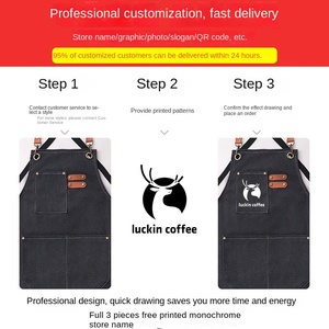 Custom Logo Heavy Duty Coffee Shop Barista Chef Restaurant Men Leather Garden <strong>BBQ</strong> Grilling Denim Barber Canvas Work <strong>Aprons</strong> with - Product Image 3