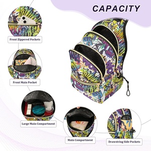 Hip-Hop <b>Small</b> Casual Men Sling Backpack <b>Chest</b> Bag Custom Print Fanny Pack Graffiti Crossbody Sling Bag with Adjustable Strap - Product Image 4