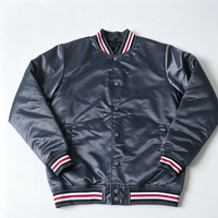 Blouson universitaire personnalisé en satin, col montant, broderie frontale, respirant, pour homme, hiver, style bomber, rayé, production en gros