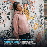 Hoodie unisexe ample en molleton épais style streetwear avec logo personnalisé brodé, design vintage, collection automne