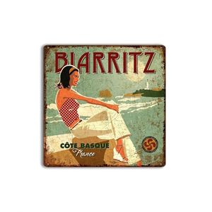 Letrero Metálico Rústico Estilo Americano Vintage con Arte Pin-up de Playa para Decoración de Cafetería - Product Image 2