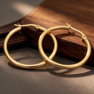 Trendy Classic Medium Tube <b>Hoop</b> <b>Earrings</b> High Quality Stainless‑Steel Smooth Polished Plain Circle Click Top <b>Hinge</b> <b>Earring</b> - Product Image 4