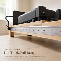 Machine de Pilates Reformer en bois de chêne à plateau semi-élevé avec tour, équipement de qualité professionnelle pour studio et salle de sport à domicile