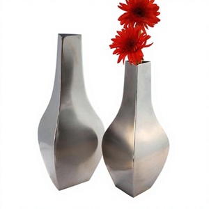 Modern Silver Finished Floral <b>Vase</b> Luxury Desktop Decor for Home Living Room Handmade Classic Coastal Wedding Decoration Metal - Product Image 1