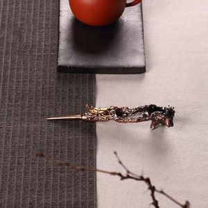 Couteau à thé Da'antang en acier à haute teneur en carbone, finition bronze antique, lame de 4-5,9 pouces, pour gâteau de thé Pu'er, brique de thé noir, accessoire de cérémonie du thé - Product Image 2
