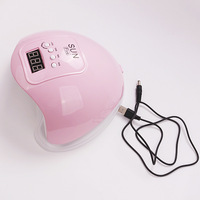 Lampe à Ongles UV LED USB Sun Five avec Écran, 48W Professionnel, Séchage Gel pour Salons et Domicile, Rose Blanc, Séchoir à Ongles Économique