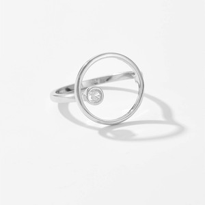 FUAMAY Hot Selling Fine Pure Silver Jewelry Adjustable Luxury <strong>Ring</strong> S925 Geometric 15mm Halo Circle <strong>Rings</strong> for WomenEngagement - Product Image 3