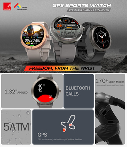 DM76 GPS deporte 5ATM impermeable Android reloj inteligente Unisex redondo al aire libre brújula para llamar - Product Image 4