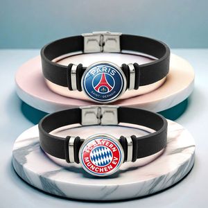 Gelang sepak bola pelat kaca transparan pengencang jepret klub sepak bola Barcelona Manchester hitam - Product Image 1