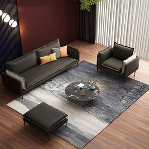 Juego de Muebles de Sala de Estar Modernos de Alta Calidad Chinos, Sofá de Cuero y Tela Negra, Económico - Product Image 2