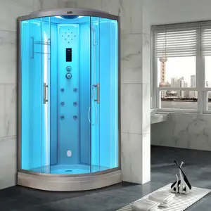 Pancuran Air uap tertutup mewah, khusus sudut ruangan Walk In Shower dengan LED berdiri bebas bak mandi