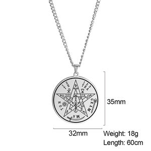 Colliers pendentifs Vintage en tetragramme, 3 pièces, en acier inoxydable, cadeau magique, <span class=keywords><strong>pentagramme</strong></span> béni <span class=keywords><strong>de</strong></span> solex amulette - Product Image 3